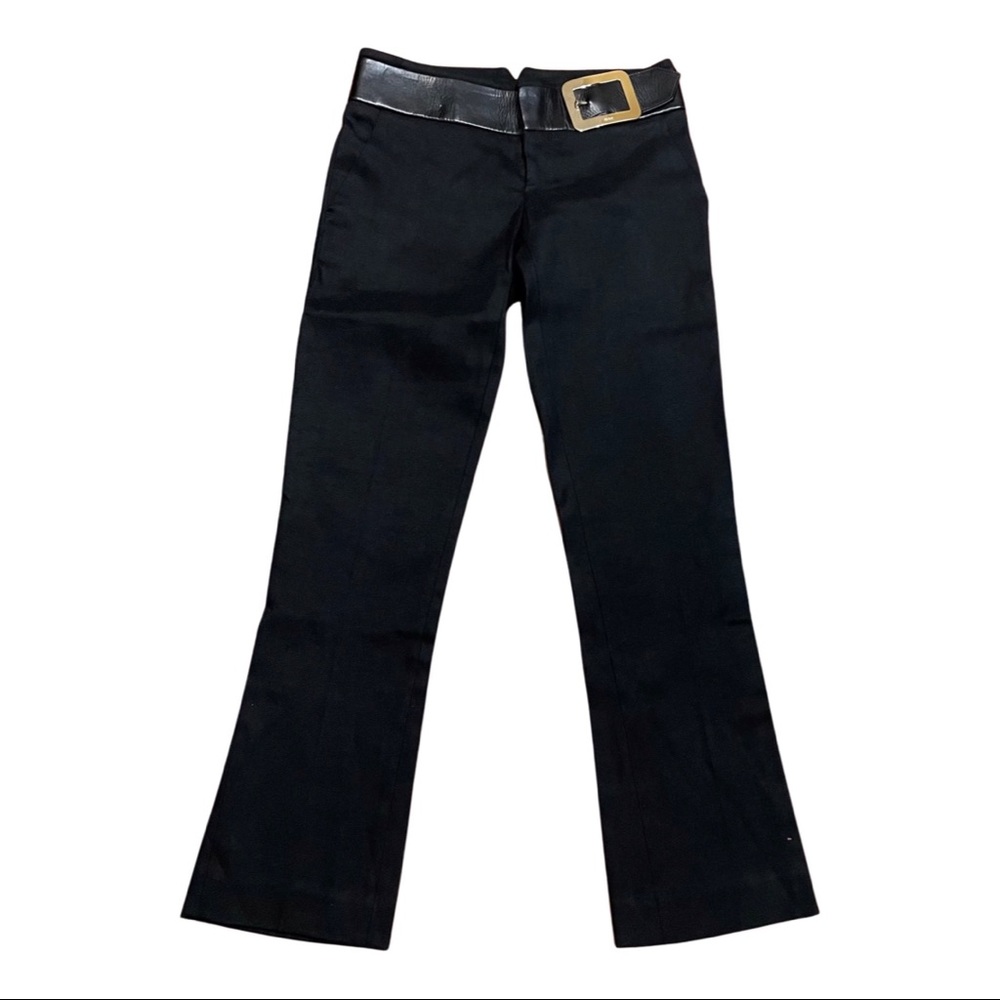 Vintage Gucci 2007 Hemp Cotton Trouser Leather Belted Gold Buckle Sz 38/ US 2
